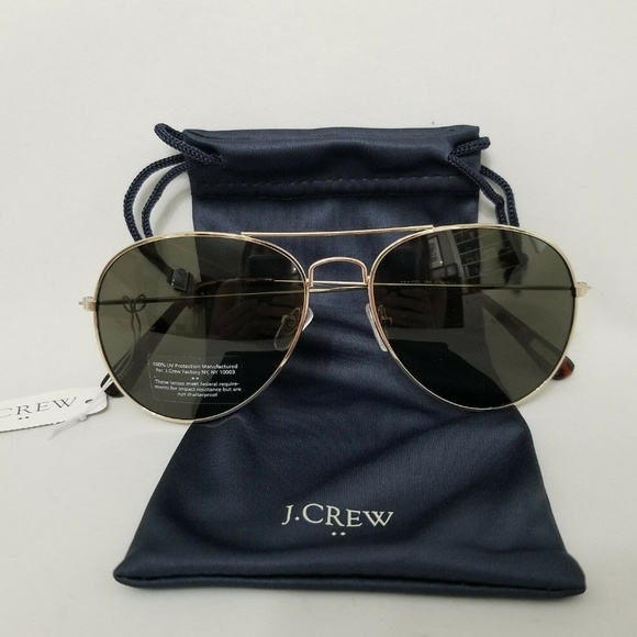 J. Crew Gold Metal Frame Womens Aviator Sunglasses - Picture 3 of 6